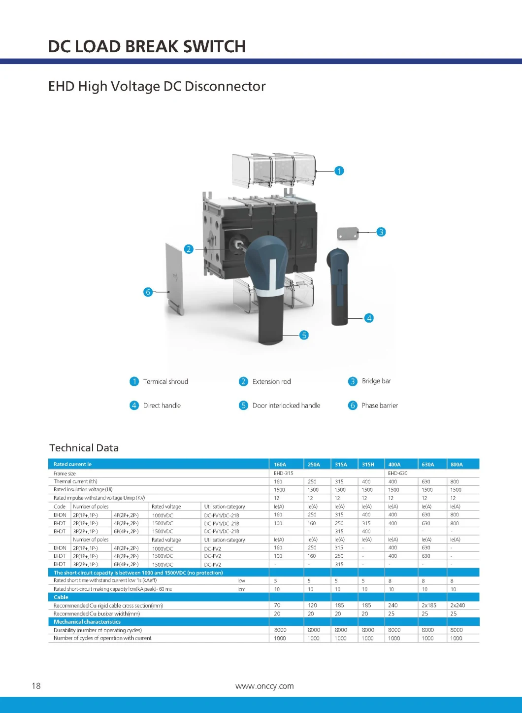 1500V 400A 630A 800A 4p Load Break IEC Standard Isolation Switch Disconnection