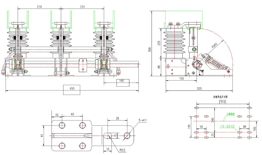 Jn15-24kv-210mm Indoor Earthing Switch Es for Switchgear