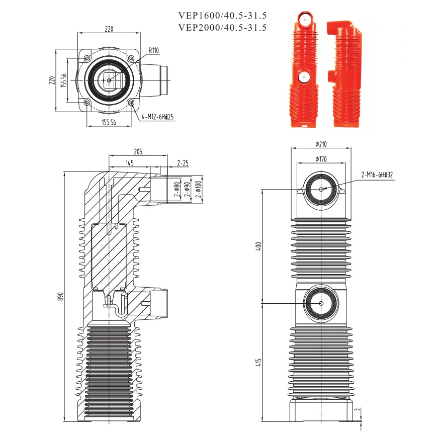 40.5kV/2000A-31.5kA Embedded Pole/Epoxy Solid Sealing Pole for Vacuum Circuit Breaker (VEP546A)