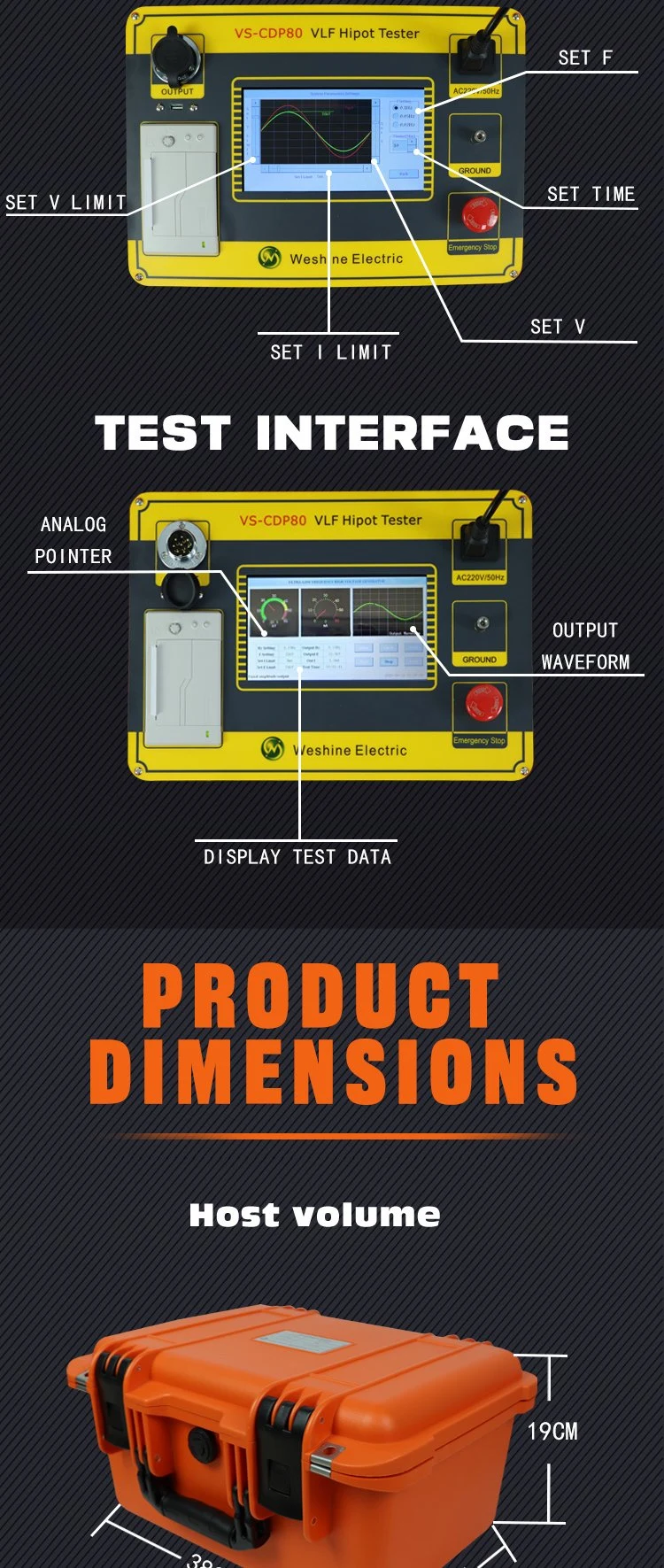 0.1Hz 30kv 50kv 60kv 80kv 90kv Sine Wave Withstand Test Set High Voltage Hv Super Ultra Very Low Frequency Alternate Current AC Vlf Hipot Tester for Cables