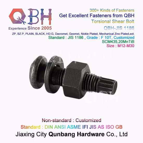 Qbh OEM ODM M24 M27 M30 맞춤형 고강도 건물 잠그개 강철 구조물 Tc 볼트 장력 제어 예비 부품 예비 부품 구성 요소